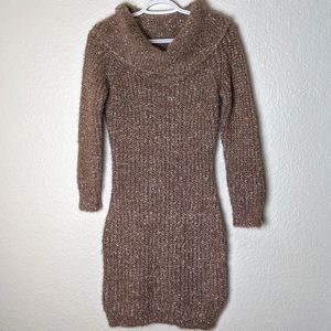 Charlotte Russe gold tinsel cowl body con dress.